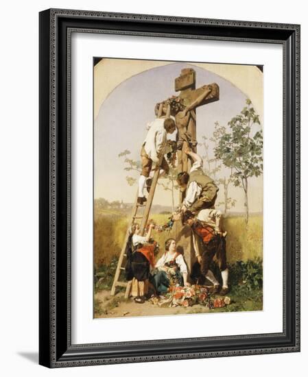 Decorating the Shrine, 1854-Gustave Brion-Framed Giclee Print