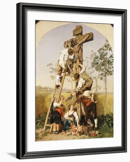 Decorating the Shrine, 1854-Gustave Brion-Framed Giclee Print