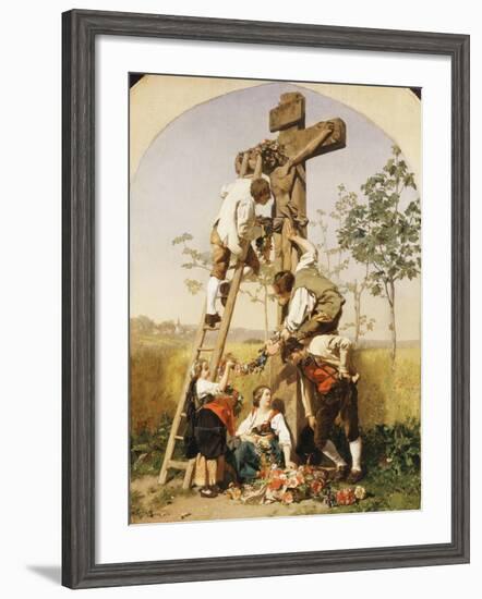 Decorating the Shrine, 1854-Gustave Brion-Framed Giclee Print