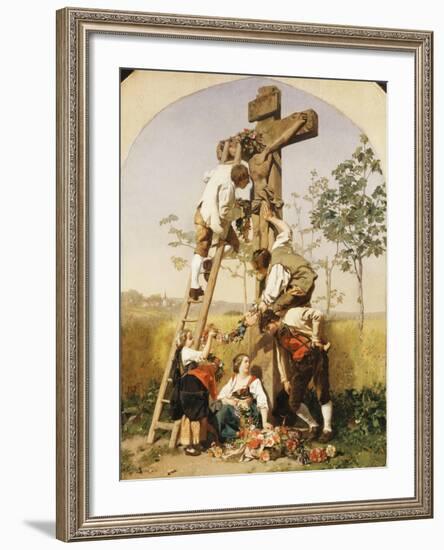 Decorating the Shrine, 1854-Gustave Brion-Framed Giclee Print