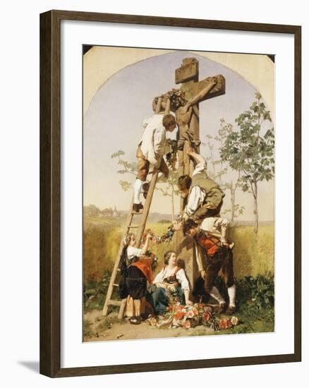 Decorating the Shrine, 1854-Gustave Brion-Framed Giclee Print