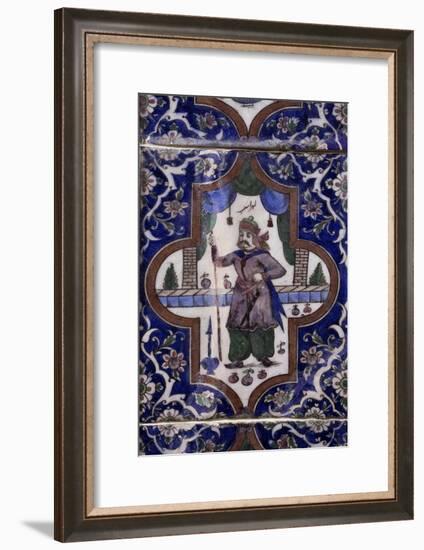 Decoration Depicting Soldier of Royal Guard, Glazed and Painted Ceramic, Iran-null-Framed Giclee Print