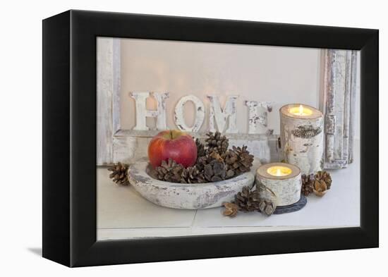 Decoration, White, Window Frame, Candles, Apple, Cone-Andrea Haase-Framed Premier Image Canvas