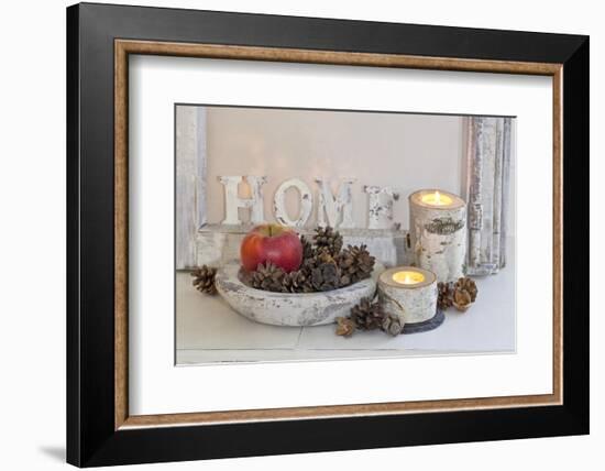 Decoration, White, Window Frame, Candles, Apple, Cone-Andrea Haase-Framed Photographic Print