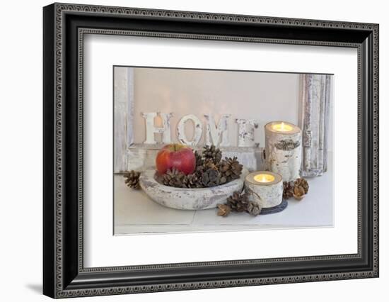 Decoration, White, Window Frame, Candles, Apple, Cone-Andrea Haase-Framed Photographic Print