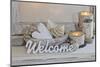 Decoration, White, Window Frame, Welcome, Candles, Bowl, Seashells, Stones, Heart-Andrea Haase-Mounted Photographic Print