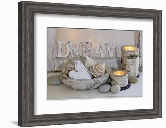 Decoration, White, Window Frames, 'Dream', Candles, Bowls, Mussels, Stones, Heart-Andrea Haase-Framed Photographic Print