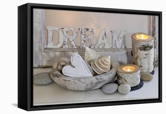 Decoration, White, Window Frames, 'Dream', Candles, Bowls, Mussels, Stones, Heart-Andrea Haase-Framed Premier Image Canvas