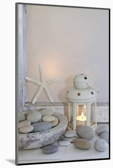 Decoration, White, Window Frames, Lantern, Candle, Bowl, Stones, Starfish-Andrea Haase-Mounted Photographic Print