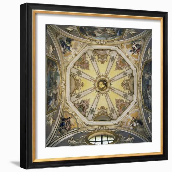 Decorations and Frescoes in Vault of Cupola of Colleoni Chapel-null-Framed Giclee Print