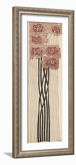 Decorative Art Nouveau Motif of Long-Stemmed Flowers in Brown and Black-Erich Kleinhempel-Framed Photographic Print