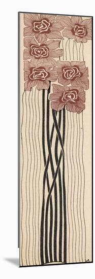 Decorative Art Nouveau Motif of Long-Stemmed Flowers in Brown and Black-Erich Kleinhempel-Mounted Photographic Print