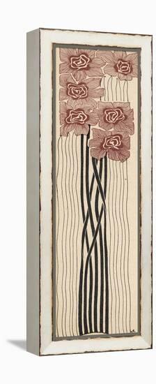 Decorative Art Nouveau Motif of Long-Stemmed Flowers in Brown and Black-Erich Kleinhempel-Framed Premier Image Canvas