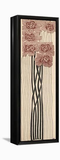 Decorative Art Nouveau Motif of Long-Stemmed Flowers in Brown and Black-Erich Kleinhempel-Framed Premier Image Canvas