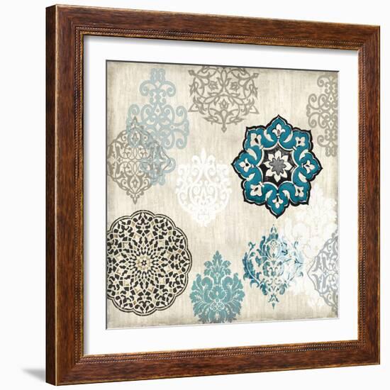 Decorative Blue Ornaments I-Ellie Roberts-Framed Art Print