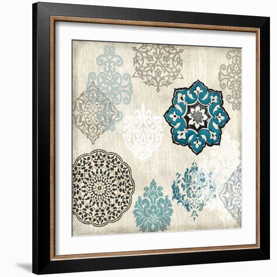 Decorative Blue Ornaments I-Ellie Roberts-Framed Art Print