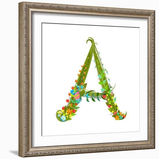 Decorative Botanical Elegant Alphabet Letter A.-Popmarleo-Framed Premium Giclee Print