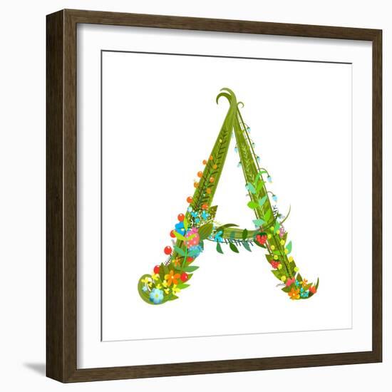 Decorative Botanical Elegant Alphabet Letter A.-Popmarleo-Framed Premium Giclee Print