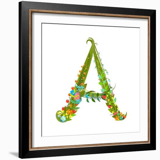 Decorative Botanical Elegant Alphabet Letter A.-Popmarleo-Framed Premium Giclee Print