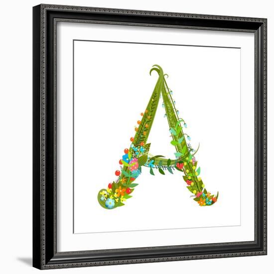 Decorative Botanical Elegant Alphabet Letter A.-Popmarleo-Framed Premium Giclee Print