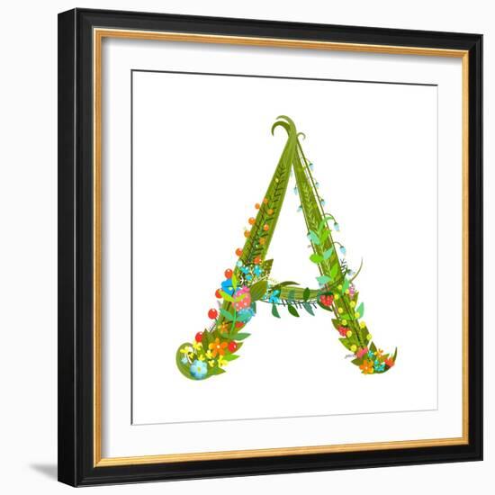 Decorative Botanical Elegant Alphabet Letter A.-Popmarleo-Framed Premium Giclee Print