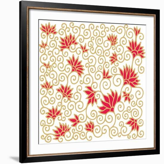 Decorative Floral Composition with Pomegranate Flowers-aniana-Framed Art Print