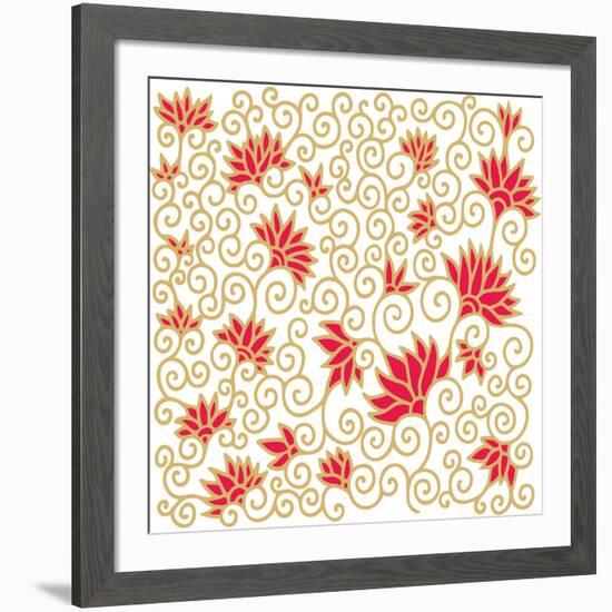 Decorative Floral Composition with Pomegranate Flowers-aniana-Framed Art Print