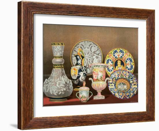 Decorative Italian Earthenware by Marquis Carlo Ginori by J. B. Waring-null-Framed Photographic Print