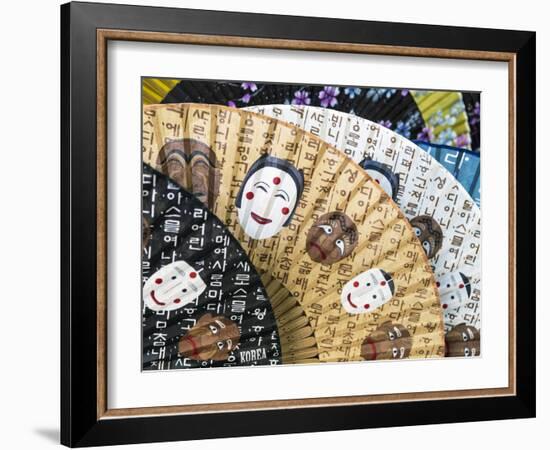 Decorative Paper Fans For Sale in Insa-dong, Seoul, South Korea-Gavin Hellier-Framed Photographic Print