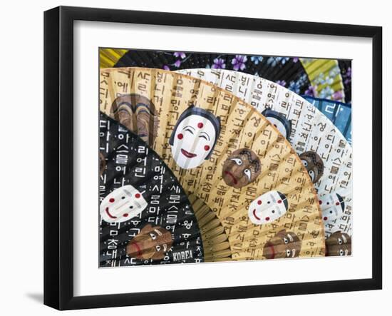 Decorative Paper Fans For Sale in Insa-dong, Seoul, South Korea-Gavin Hellier-Framed Photographic Print