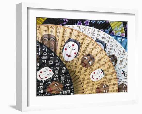 Decorative Paper Fans For Sale in Insa-dong, Seoul, South Korea-Gavin Hellier-Framed Photographic Print
