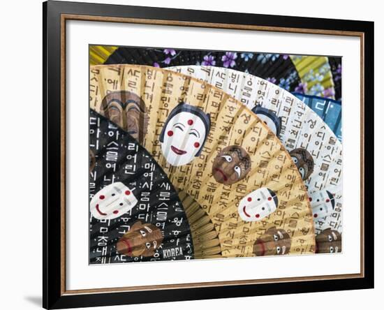 Decorative Paper Fans For Sale in Insa-dong, Seoul, South Korea-Gavin Hellier-Framed Photographic Print