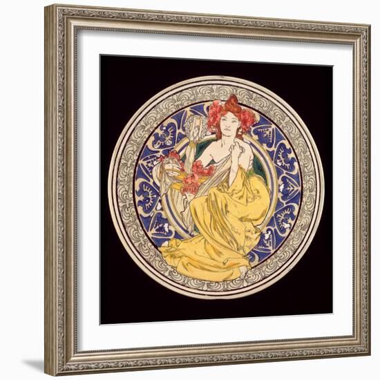 Decorative Plate with the Symbol of the Paris International Exhibition, 1897-Alphonse Mucha-Framed Giclee Print