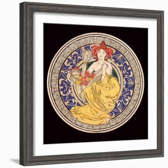 Decorative Plate with the Symbol of the Paris International Exhibition, 1897-Alphonse Mucha-Framed Giclee Print