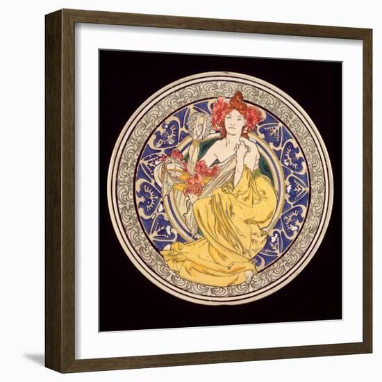 Decorative Plate with the Symbol of the Paris International Exhibition, 1897-Alphonse Mucha-Framed Giclee Print