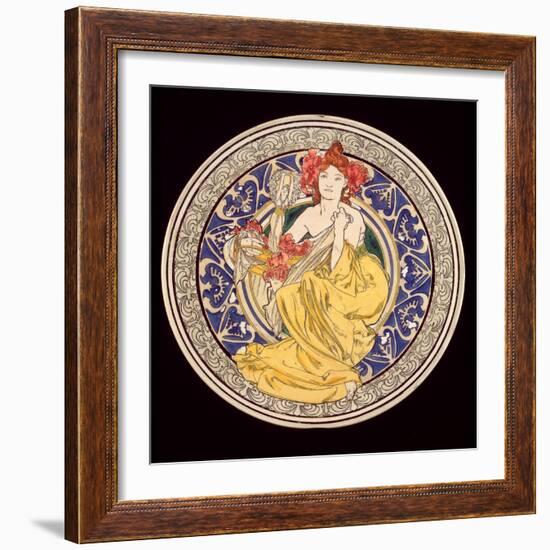 Decorative Plate with the Symbol of the Paris International Exhibition, 1897-Alphonse Mucha-Framed Giclee Print