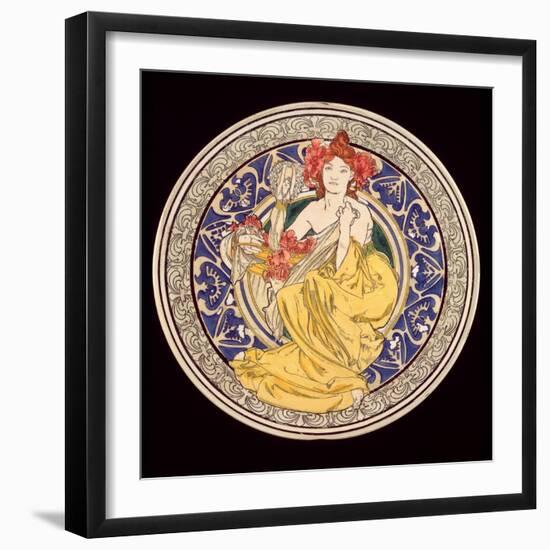 Decorative Plate with the Symbol of the Paris International Exhibition, 1897-Alphonse Mucha-Framed Giclee Print