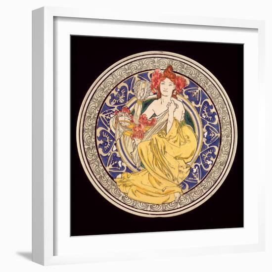 Decorative Plate with the Symbol of the Paris International Exhibition, 1897-Alphonse Mucha-Framed Giclee Print