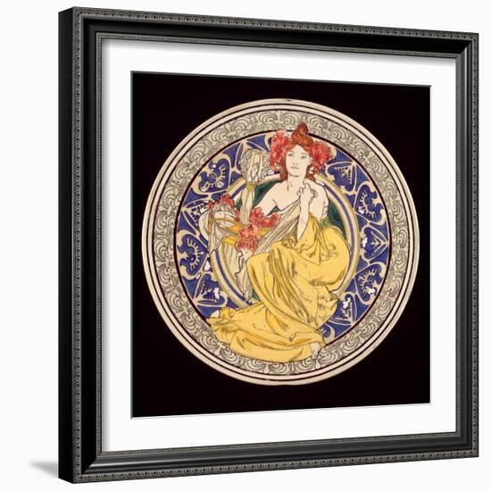 Decorative Plate with the Symbol of the Paris International Exhibition, 1897-Alphonse Mucha-Framed Giclee Print