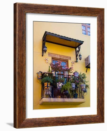 Decorative Pots on Window Balcony, Guanajuato, Mexico-Julie Eggers-Framed Photographic Print