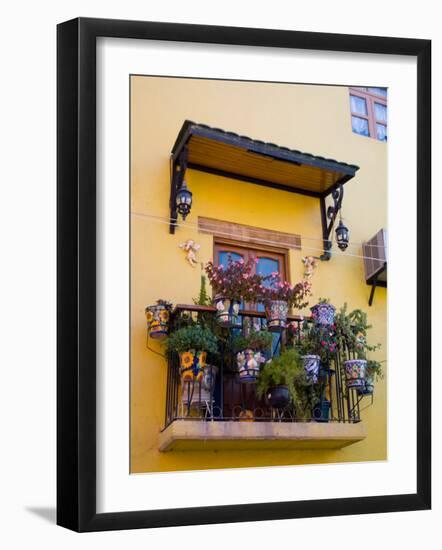 Decorative Pots on Window Balcony, Guanajuato, Mexico-Julie Eggers-Framed Photographic Print