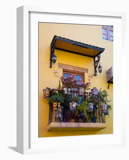 Decorative Pots on Window Balcony, Guanajuato, Mexico-Julie Eggers-Framed Photographic Print