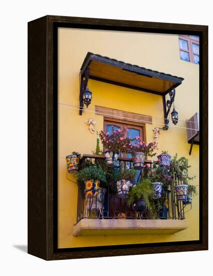 Decorative Pots on Window Balcony, Guanajuato, Mexico-Julie Eggers-Framed Premier Image Canvas