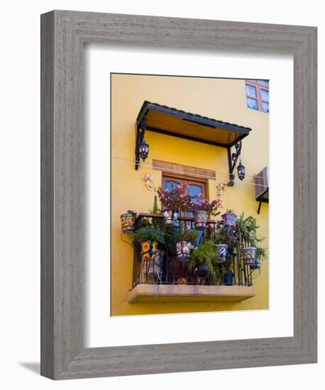 Decorative Pots on Window Balcony, Guanajuato, Mexico-Julie Eggers-Framed Photographic Print