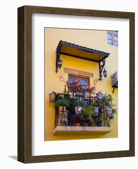 Decorative Pots on Window Balcony, Guanajuato, Mexico-Julie Eggers-Framed Photographic Print