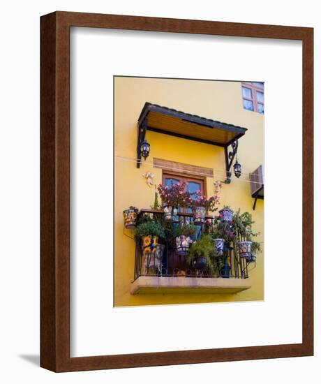 Decorative Pots on Window Balcony, Guanajuato, Mexico-Julie Eggers-Framed Photographic Print