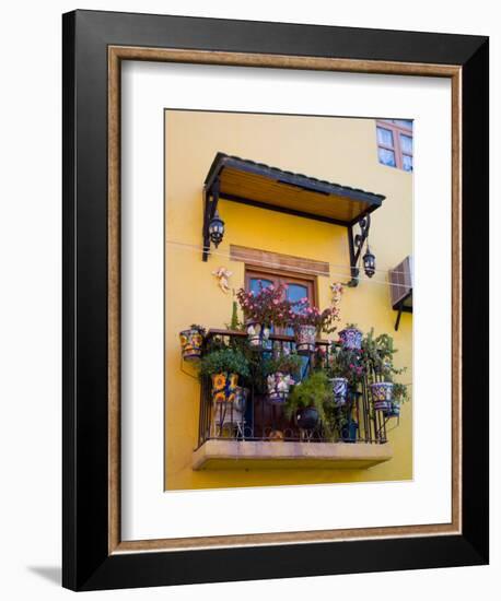 Decorative Pots on Window Balcony, Guanajuato, Mexico-Julie Eggers-Framed Photographic Print