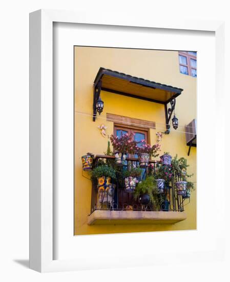 Decorative Pots on Window Balcony, Guanajuato, Mexico-Julie Eggers-Framed Photographic Print