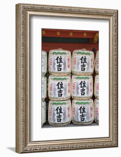 Decorative Sake Barrels at Shinto Shrine of Sumiyoshi Taisha, Osaka, Kansai, Japan-Ian Trower-Framed Photographic Print