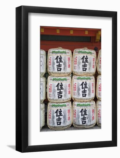 Decorative Sake Barrels at Shinto Shrine of Sumiyoshi Taisha, Osaka, Kansai, Japan-Ian Trower-Framed Photographic Print